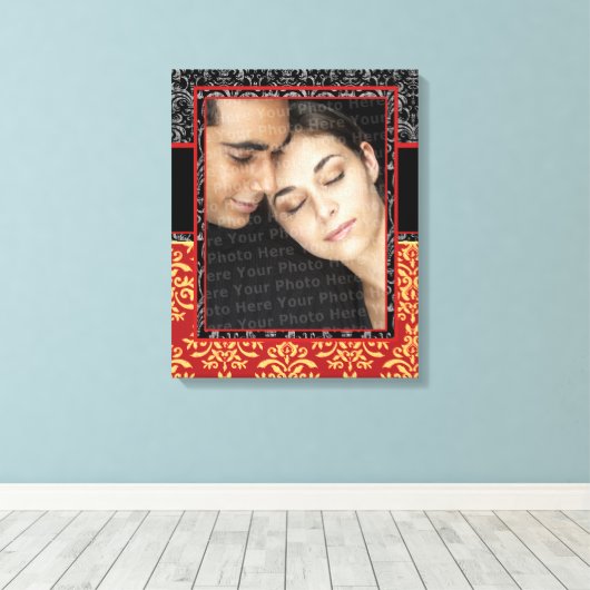 Romantische Damast voor Bruiloft Portret Ultra-Ele Canvas Afdruk (Insitu (Houten vloer))