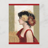 Romantische dame in rood Briefkaart (Voorkant)