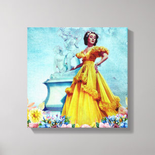 Romantische Dame in Vintage Stijl Canvas Afdruk