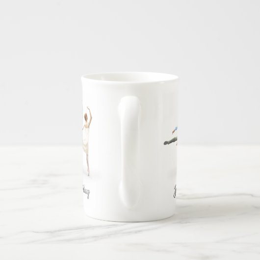 Romantische dansers met uw eigen naam of tekst porselein kop (Achterkant)