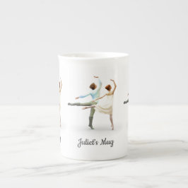 Romantische dansers met uw eigen naam of tekst porselein kop