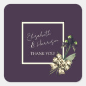 Romantische Dark Plum Ivory Script Wedding Bedankt Vierkante Sticker (Voorkant)