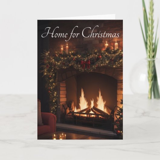 Romantische Darkwood open haard Kerstmis Kaart (Voorkant)