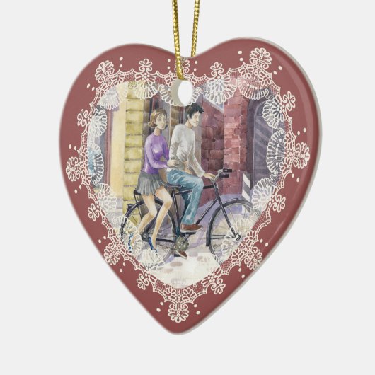 Romantische datum keramisch ornament (Links)