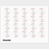 Romantische decor droomroos botanische envelop ronde sticker (Vel)