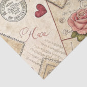 Romantische  Decoupage Rozen Hearts Letters Tissuepapier (Detail)