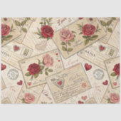 Romantische  Decoupage Rozen Hearts Letters Tissuepapier (Voorkant)