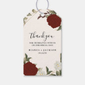 Romantische Deep Red Rose Bloemen Winter Huwelijks Cadeaulabel (Voorkant)