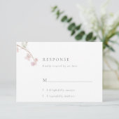 Romantische Delicate Blush Bloemen Bruiloft RSVP K (Staand voorkant)