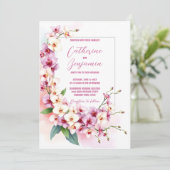 Romantische delicate roze en witte orchideeën brui kaart (Staand voorkant)