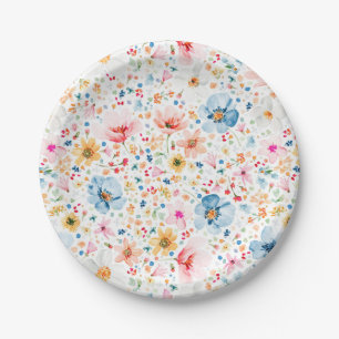 Romantische Delicate Waterverf Bloemen Tuinfeest Papieren Bordje