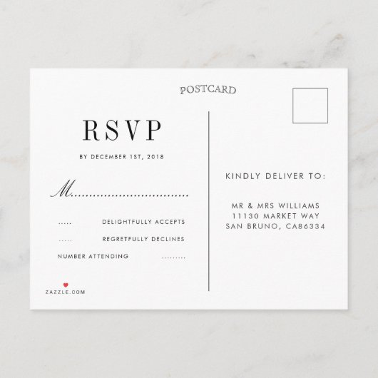 Romantische dennen, bergen & meer | Moderne RSVP Uitnodiging Briefkaart (Achterkant)