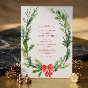 Romantische dennenkrans rustige groene wedding kaart