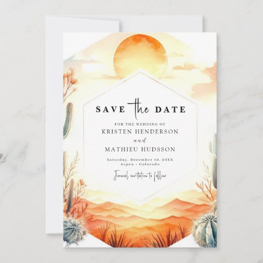 Romantische Desert Cactus bruiloft Save The Date (Voorkant)