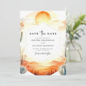 Romantische Desert Cactus bruiloft Save The Date (Staand voorkant)