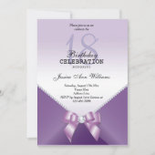 Romantische diamanten en Bow Birthday Party Kaart (Voorkant)