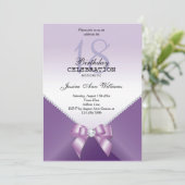 Romantische diamanten en Bow Birthday Party Kaart (Staand voorkant)