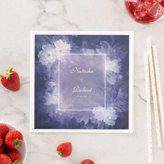 Romantische diepe lavendel bloemenbruiloft servett servet (Insitu)