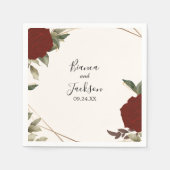 Romantische dieprode rozenbloem Winter Wedding Servet (Voorkant)