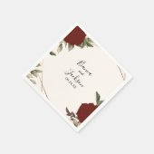 Romantische dieprode rozenbloem Winter Wedding Servet (Hoek)