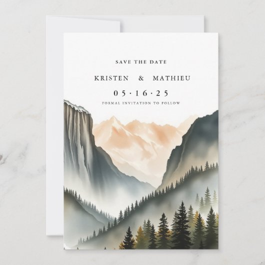 Romantische digitale berg save the date (Voorkant)