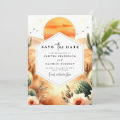 Romantische digitale cactus bruiloft save the date (Staand voorkant)