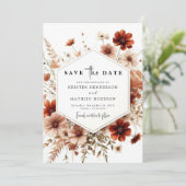 Romantische digitale terracotta bruiloft save the date (Staand voorkant)