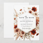 Romantische digitale terracotta bruiloft save the date (Voorkant / Achterkant)