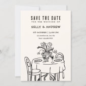 Romantische diner tafel bruiloft save the date (Voorkant)