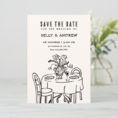Romantische diner tafel bruiloft save the date (Staand voorkant)