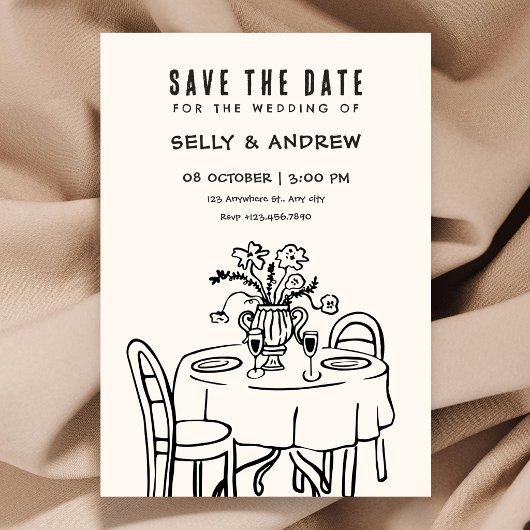 Romantische diner tafel bruiloft save the date