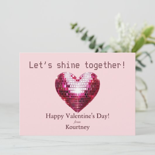 Romantische Disco Hart Valentijnsdag Kaart (Staand voorkant)