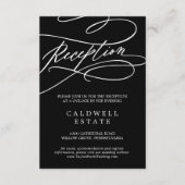 Romantische Donker Zwarte Kalligrafie Huwelijksrec Informatiekaartje (Voorkant)