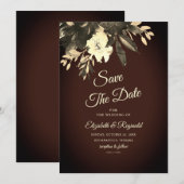 Romantische donkerbruine Herfst Floral Save the Da Date (Voorkant / Achterkant)