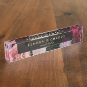 Romantische donkere bloemen naambordje (Zijkant)