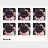 Romantische donkere bloemen vierkante sticker (Vel)