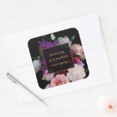 Romantische donkere bloemen vierkante sticker (Envelop)