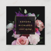 Romantische donkere bloemen vierkante visitekaartje (Voorkant)