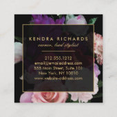 Romantische donkere bloemen vierkante visitekaartje (Achterkant)