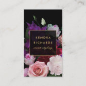 Romantische donkere bloemen visitekaartje (Voorkant)