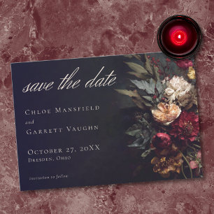 Romantische Donkere Bloemrijke Gotische Bruiloft Save The Date