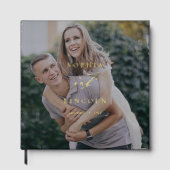 Romantische Donkere Foto Gouden Folie Monogram Huw Gastenboek (Voorkant)