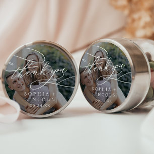 Romantische donkere foto overlay dank u gunst ronde sticker