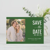 Romantische Donkergroene Moderne Foto Save The Date (Staand voorkant)