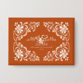 Romantische donkeroranje Mr & Mrs trouwspeld knop Button (Voorkant)