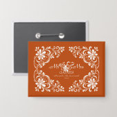 Romantische donkeroranje Mr & Mrs trouwspeld knop Button (Voorkant / Achterkant)