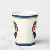 Romantische donkerrode en marineblauwe bloemen gou papieren bekers (Rechts)