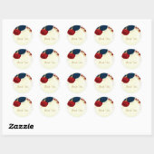 Romantische donkerrode en marineblauwe bloemen gou ronde sticker (Vel)