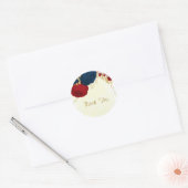 Romantische donkerrode en marineblauwe bloemen gou ronde sticker (Envelop)