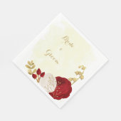 Romantische donkerrode en witte bloemen goud servet (Hoek)